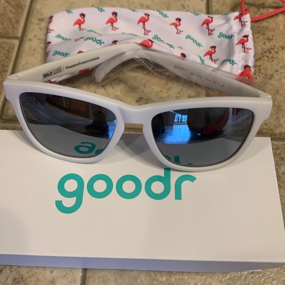 Goodr glasses white with red side decor - Picture 1 of 6